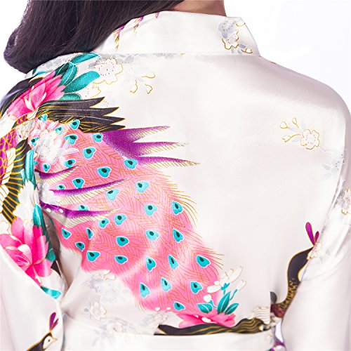 HonourSport Niñas de satén Peacock 3/4 Bata Albornoces Ropa de Dormir para la Boda del cumpleaños del Partido