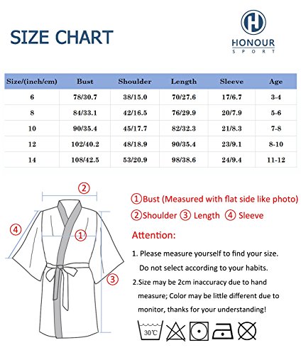 HonourSport Niñas de satén Peacock 3/4 Bata Albornoces Ropa de Dormir para la Boda del cumpleaños del Partido