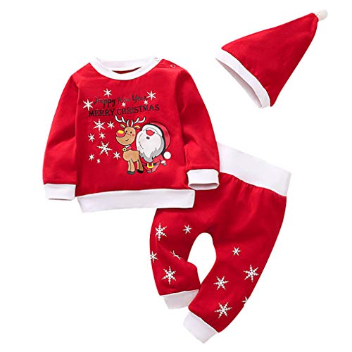HoSayLike Trajes De Bebé Moda Navidad ImpresióN Cuello Redondo Manga Larga Caricatura Santa Claus Cervatillo ImpresióN Pijama Servicio A Domicilio Traje