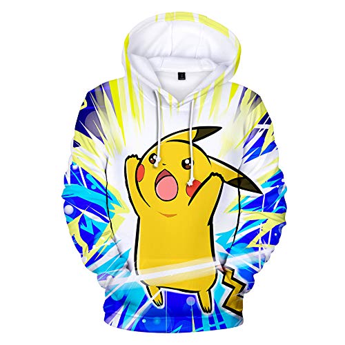 HOSD Nuevas Sudaderas con Capucha Casual Pokemon con Estampado 3D Sudadera de Manga Larga Harajuku Ropa de Hombre 2018 Tops Hip Hop Plus Size Custom Dark Grey XL