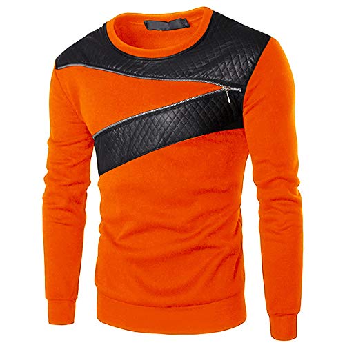 HOSD Redondo con Manga de Delgado Cuello de Larga Suéter Hombre Casual para Moda