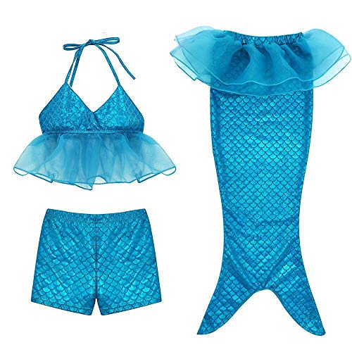 HOSD Traje de baño de Tres Piezas niña Bikini Boxer Sirena Traje de baño de Tres Piezas