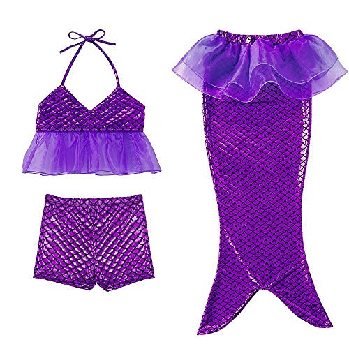 HOSD Traje de baño de Tres Piezas niña Bikini Boxer Sirena Traje de baño de Tres Piezas