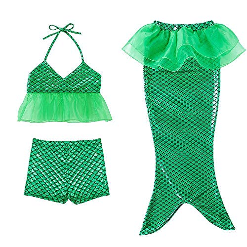 HOSD Traje de baño de Tres Piezas niña Bikini Boxer Sirena Traje de baño de Tres Piezas