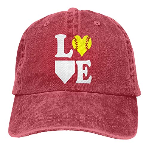 Hoswee Gorra de Béisbol Ajustable Love Softball Adult Personalize Jeans Outdoor Sports Hat Snapback Sombreros