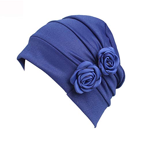 HOUJHUS Turbante musulmán de flores for mujer, plisado, envoltura for la cabeza, bufanda, gorro de pañuelo, gorro premoblado, gorro de quimioterapia for el cáncer ( Color : 4 , Size : One Size )