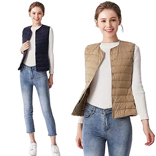 HQEFC Chalecos Acolchado de Chaleco Ligero para Mujer Body Warmer,H,M