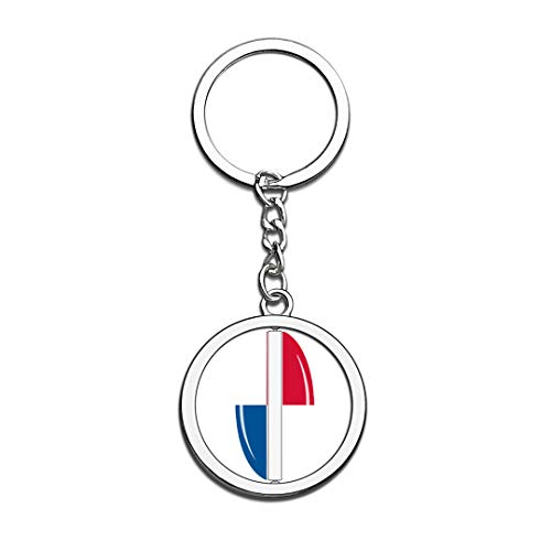 Hqiyaols Souvenir Bandera Nacional de Panamá Llavero 3D Cristal Creativo Spinning Ronda Llavero de Acero Inoxidable Recorrido Ciudad Anillo de Llavero de Recuerdo de la Ciudad