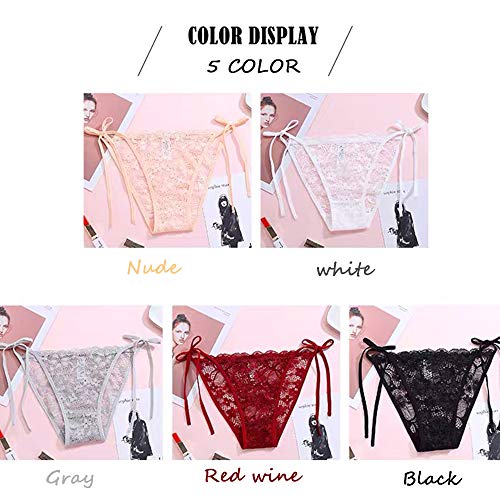 HTRUIYATY Bragas Encaje Mujer Sexy Cintura Baja Correas Laterales Ajustables Bikini Braguitas Comodas (Multicolor)