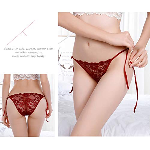 HTRUIYATY Bragas Encaje Mujer Sexy Cintura Baja Correas Laterales Ajustables Bikini Braguitas Comodas (Multicolor)