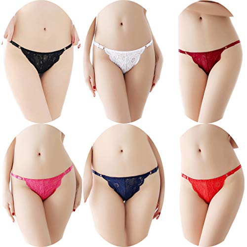 HTRUIYATY Tanga de Encaje Sexy Mujer, Bragas Slip Bikini Correas Laterales Elásticas Ajustables Señoras sin Costuras Ropa Interior (Multicolor)