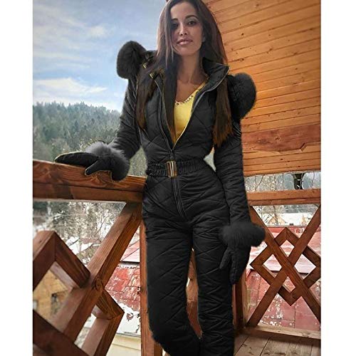 HUA JIE Traje de esquí, Mujer Mono de esquí de una Pieza Chaqueta de Snowboard Transpirable Conjuntos de pantalón de esquí Monos Actividades Invernales Al Aire Libre,L