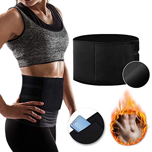 Hually Fajas Reductoras Adelgazantes, Trimmer de Cintura Neopreno Cinturón de Sudor, Cinturón Lumbar Abdominal, Cinturón de Fitness para Acelerar la Pérdida de Peso, Efecto Sauna para Hombre y Mujer