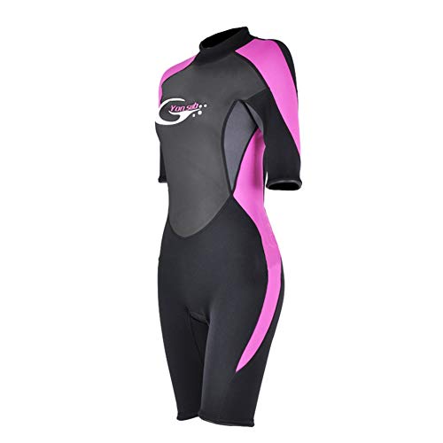 Huanxin Traje Corto De Neopreno para Hombre Mujeres De 3 Mm De Neopreno De Manga Corta De Una Pieza Traje De Surf Snorkel Buceo,Women,XL