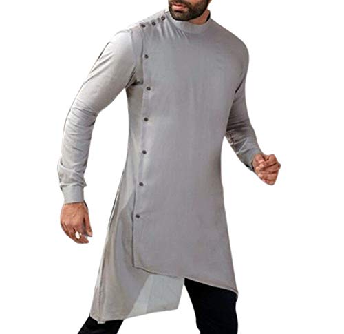 Huateng Traje para Hombre Disfraces Largo Kurta árabe Hombre DishDash Jubba Ropa Oración