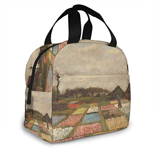 huatongxin Niños Niñas Bolsa de almuerzo de neopreno con aislamiento Bulb Fields Tote Handbag Lonchera Contenedor de alimentos Bolsa cálida para la oficina de trabajo de la escuela