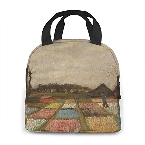 huatongxin Niños Niñas Bolsa de almuerzo de neopreno con aislamiento Bulb Fields Tote Handbag Lonchera Contenedor de alimentos Bolsa cálida para la oficina de trabajo de la escuela