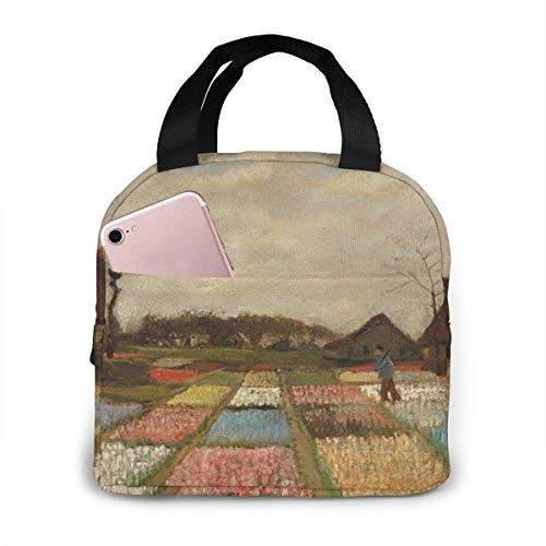huatongxin Niños Niñas Bolsa de almuerzo de neopreno con aislamiento Bulb Fields Tote Handbag Lonchera Contenedor de alimentos Bolsa cálida para la oficina de trabajo de la escuela
