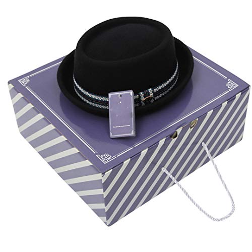 HUEHKHAD 100% lana fieltro triturable hombres mujeres Porkpie sombrero Fedora ala curva Otoño Invierno Pork Pie sombrero A 56-58cm(Adjustable)