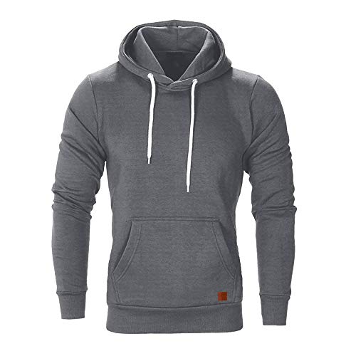 HULKY Sudaderas con Capucha Hombre Baratas, Hoodie Navidad Ropa Deportivo Hombres Tops Chandal Pullover Canguro Casual Sweatshirt Rebajas (Gris Oscuro A,L)