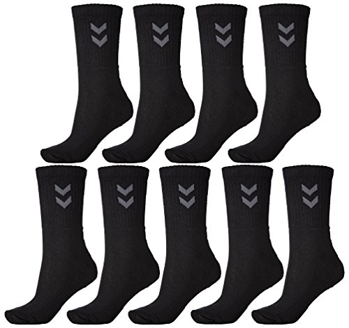 Hummel 9 pares de calcetines deportivos unisex, 22030, Negro , 41 - 45 (Size 12)