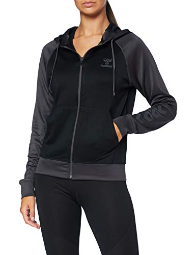 Hummel Hmlaction - Sudadera con Capucha y Cremallera para Mujer, Mujer, con Capucha., 208870, Negro , Large