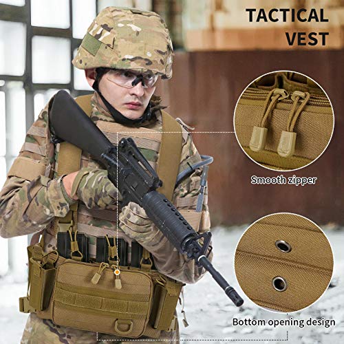 Huntvp Chaleco Táctico Militar Chest Rig Tactical Vest Ajustable para CS Caza Airsoft Paintball Al Aire Libre Senderismo, Tipo-2 Marrón