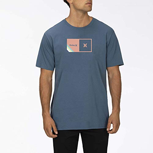 Hurley M Halfer Stripe S/S Camiseta, Hombre, Thunderstorm, L