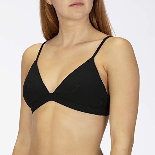 Hurley W Rib Triangle Surf Top Partes De Arriba Bikini, Mujer, Black, L