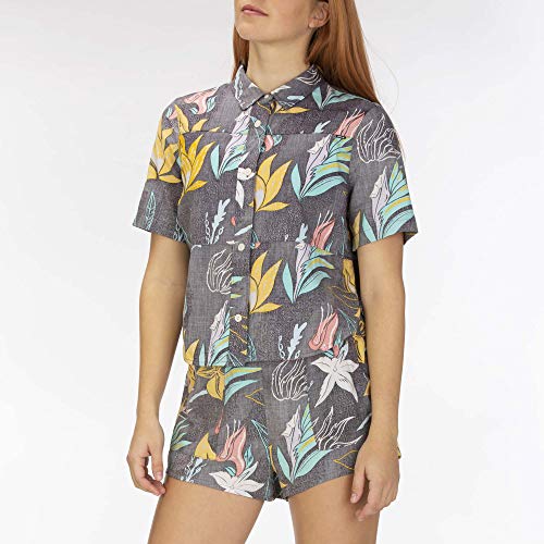 Hurley W Wilson Domino Set Top Camisas, Mujer, Oil Grey, L