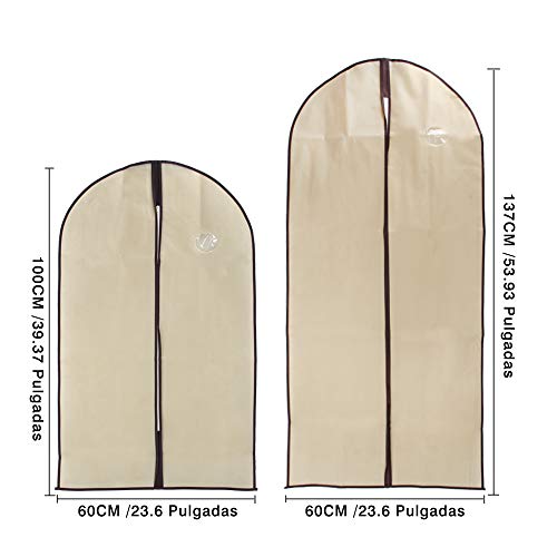 HUSL Fundas de Ropa con Cremallera 6 Piezas, Bolsa Tela de No-Wonven Cubiertas Protectora de Ropa Transpirables, Fundas de Ropa Antipolvo y Lavable para Vestidos,Trajes, Abrigos De Chaquetas Ropa