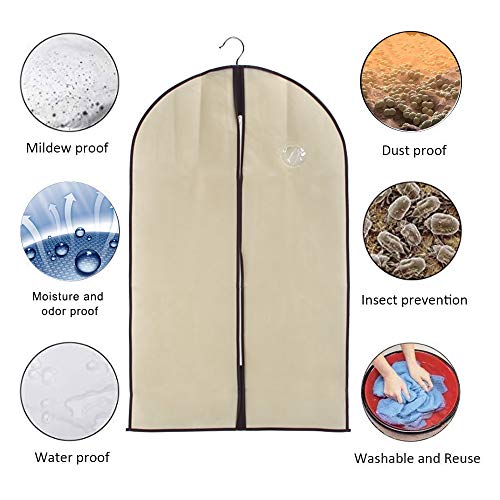 HUSL Fundas de Ropa con Cremallera 6 Piezas, Bolsa Tela de No-Wonven Cubiertas Protectora de Ropa Transpirables, Fundas de Ropa Antipolvo y Lavable para Vestidos,Trajes, Abrigos De Chaquetas Ropa
