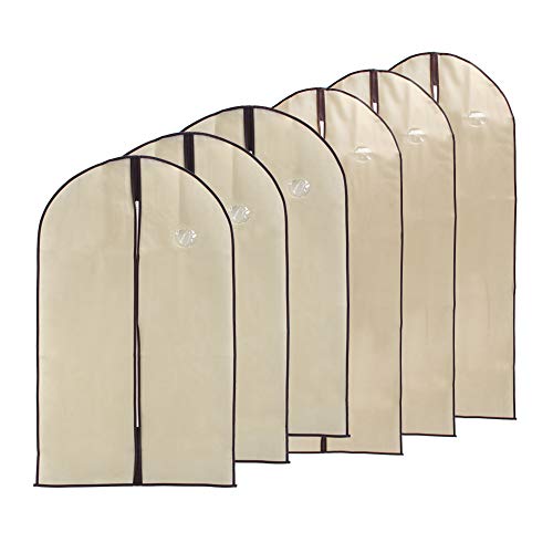 HUSL Fundas de Ropa con Cremallera 6 Piezas, Bolsa Tela de No-Wonven Cubiertas Protectora de Ropa Transpirables, Fundas de Ropa Antipolvo y Lavable para Vestidos,Trajes, Abrigos De Chaquetas Ropa