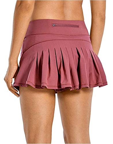 Huyghdfb Women's Active Skirts Shorts, Sport Mid Waist Pleated Tennis Golf Skirt Back Waist Pocket Zipper Clothes for Female (Grey, M)