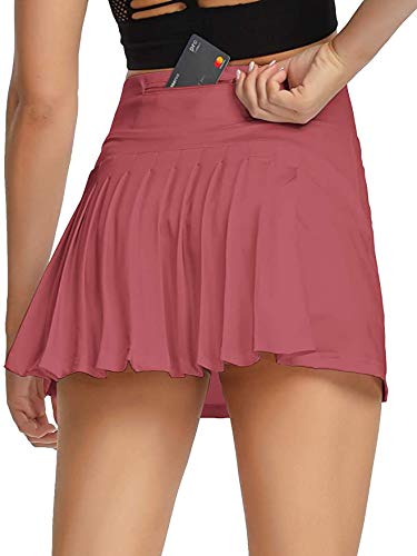 Huyghdfb Women's Active Skirts Shorts, Sport Mid Waist Pleated Tennis Golf Skirt Back Waist Pocket Zipper Clothes for Female (Grey, M)