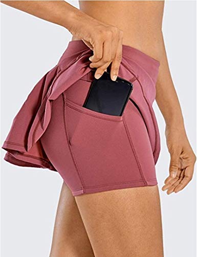 Huyghdfb Women's Active Skirts Shorts, Sport Mid Waist Pleated Tennis Golf Skirt Back Waist Pocket Zipper Clothes for Female (Grey, M)