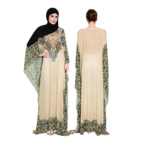 HX fashion Festkleid Musulmanes Dubai Islámico Musulmán Árabe India Turca De Vestimenta Casual Vestido De Noche Vestido Caftán (Color : Gelb, One Size : One Size)