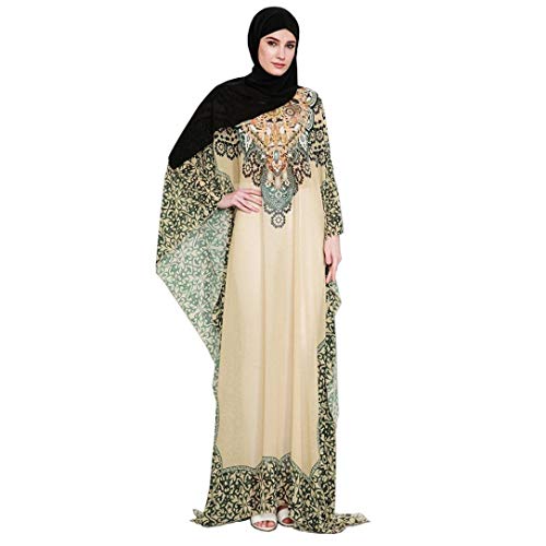 HX fashion Festkleid Musulmanes Dubai Islámico Musulmán Árabe India Turca De Vestimenta Casual Vestido De Noche Vestido Caftán (Color : Gelb, One Size : One Size)