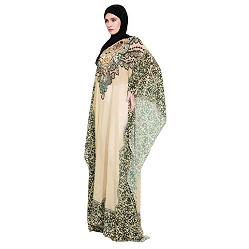 HX fashion Festkleid Musulmanes Dubai Islámico Musulmán Árabe India Turca De Vestimenta Casual Vestido De Noche Vestido Caftán (Color : Gelb, One Size : One Size)