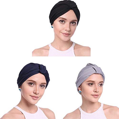 HX fashion Gorros Mujeres Elegante Lunares Plisado Abrigo Musulmán Hijab Cabeza Bufanda Basic Mujeres Chemo Cáncer Cap Caps Ropa (Color : 3 Colour 1, Size : One Size)