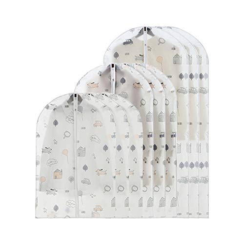 HYQ Fundas de Ropa, 12 Piezas Bolsa de Ropa A Prueba de Polvo, Reutilizable Lavable Cubiertas de Ropa, Funda Abrigo Ropa Trajes y Diseño de Cremallera para Vestidos de Fiesta, Trajes, Abrigos,etc.