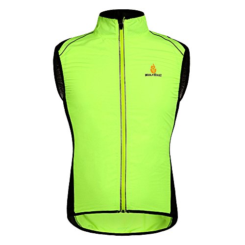 HYSENM Chaleco sin mangas para ciclismo y bicicleta de montaña con logo Tour de France [Cortavientos + Transpirable + Reflectante] Poliéster Medio amarillo