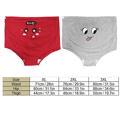 Hztyyier Bragas de Maternidad de Las Mujeres Debajo del Tope Ropa Interior Cintura Alta Calzoncillos de Dibujos Animados Lindo Postparto Ropa Interior de la Madre(XL-Gris)