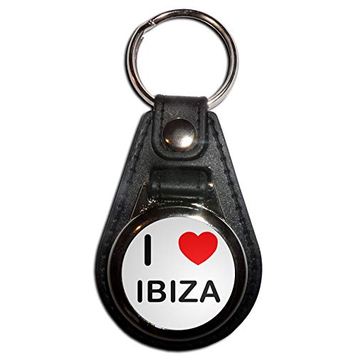 I Love Ibiza - Llavero medallón de plástico Negro