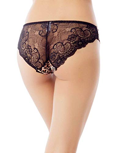 iB-iP Mujer Transparente Leopardo Capas De Algodón Talle Bajo Bikinis Braguitas, Tamaño: 42, Leopardo