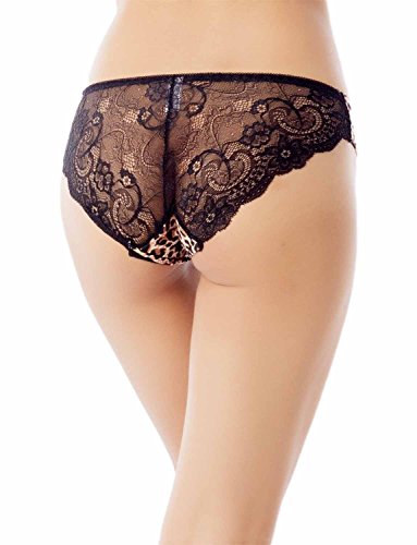 iB-iP Mujer Transparente Leopardo Capas De Algodón Talle Bajo Bikinis Braguitas, Tamaño: 42, Leopardo