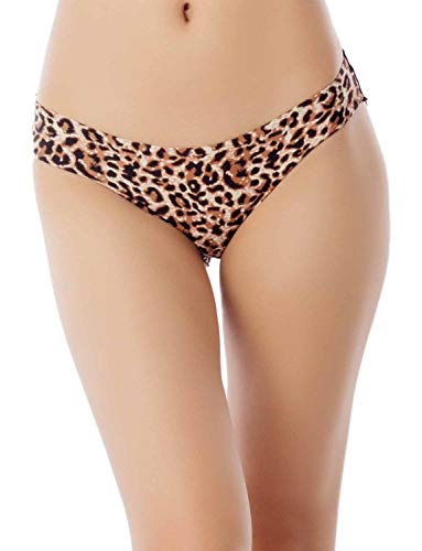 iB-iP Mujer Transparente Leopardo Capas De Algodón Talle Bajo Bikinis Braguitas, Tamaño: 42, Leopardo