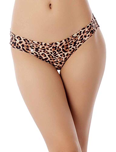 iB-iP Mujer Transparente Leopardo Capas De Algodón Talle Bajo Bikinis Braguitas, Tamaño: 42, Leopardo
