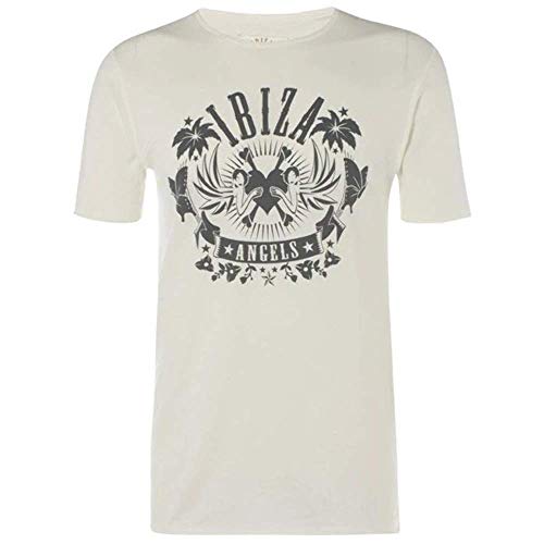 Ibiza Angels Camiseta Hombre con Logo Clásico - Crema, M - Medium