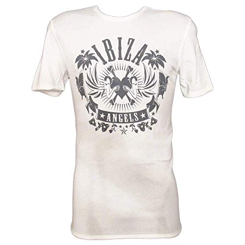 Ibiza Angels Camiseta Hombre con Logo Clásico - Crema, S - Small
